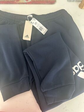 adidas Men’s   Navy Sweatpants with White Logo and 3stripes